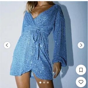 Princess Polly Dancing Queen Blue Mini Sequin Dress